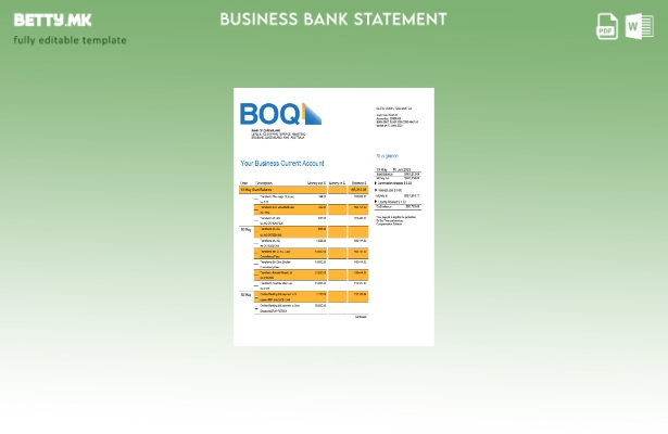 Модерен стил на БАНКА на Квинсленд, шаблон за проверка на деловни сметки Word и 